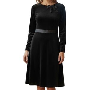 V-Day! ❤️ Badgley Mischka Black Dress - Size 12 - Bow and Waist Slimming Details